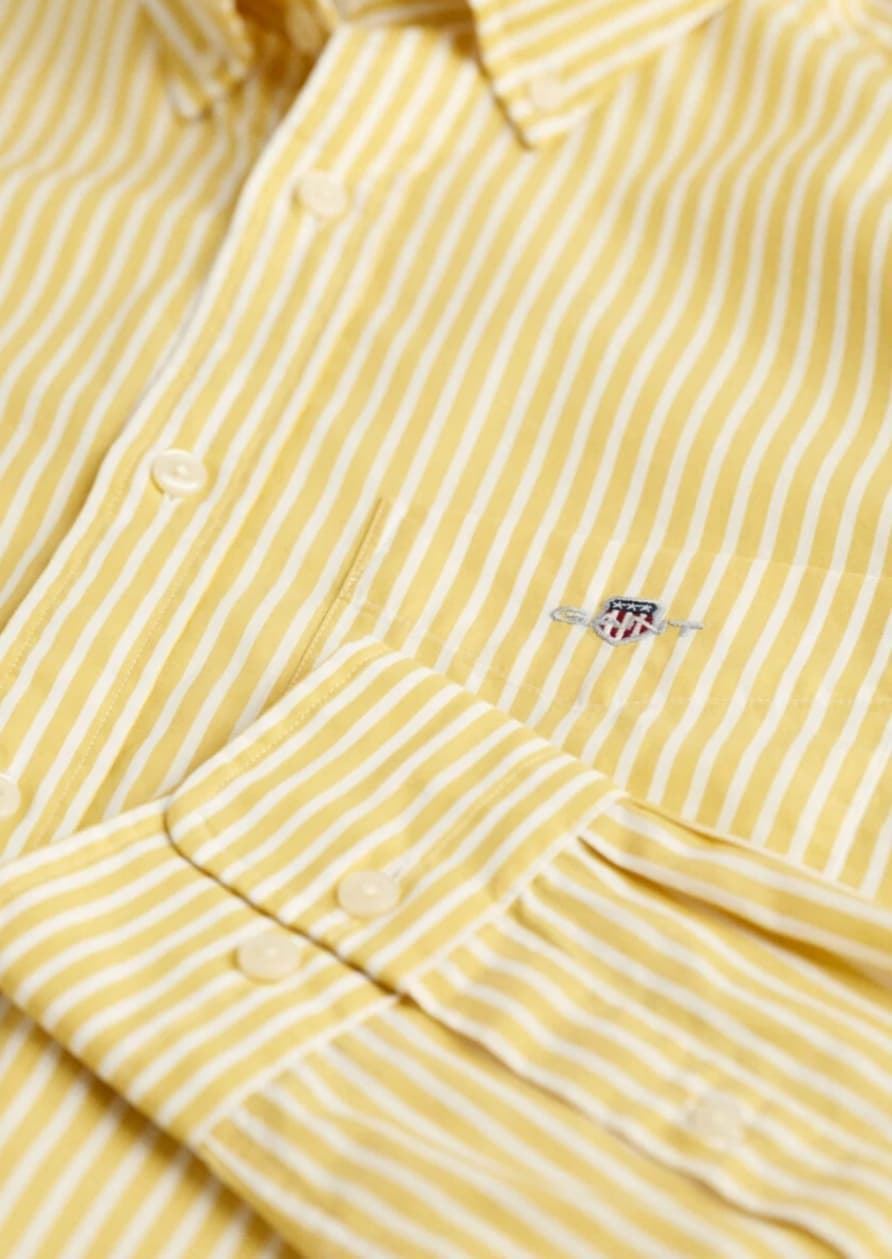 Camisa de hombre regular fit de rayas amarillas - Imagen 2