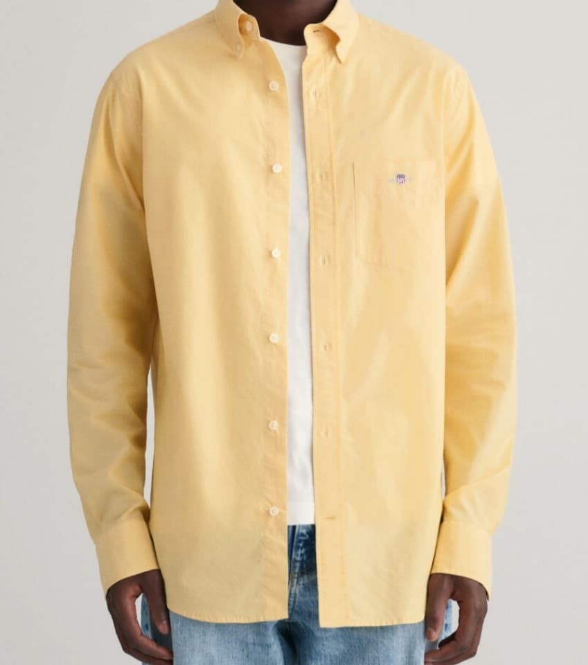 Camisa manga larga de hombre Gant Lisa amarillo - Imagen 1