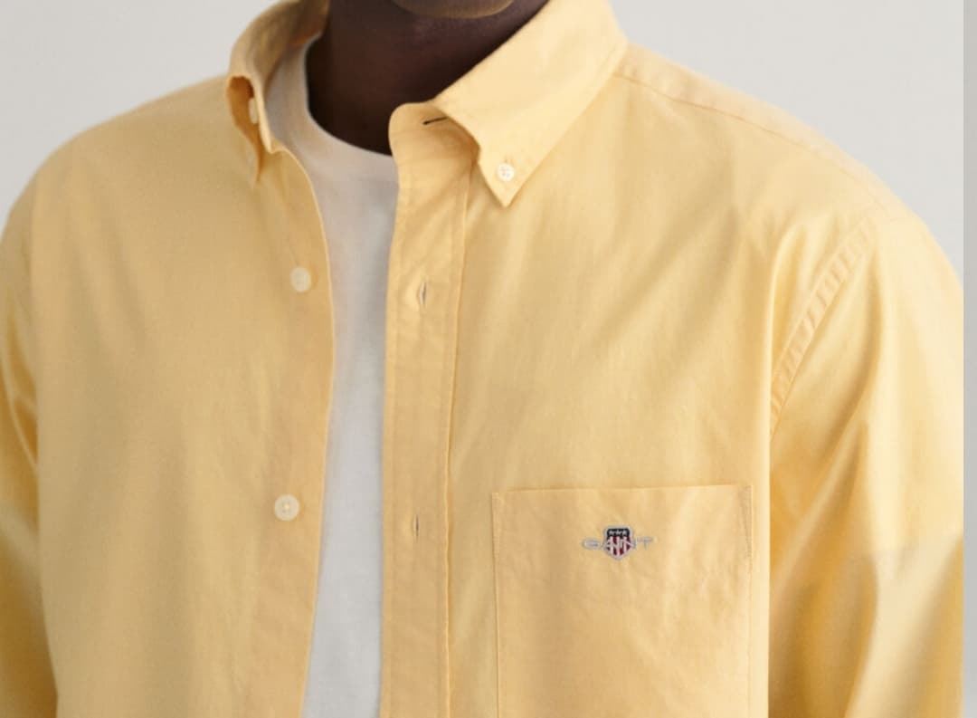 Camisa manga larga de hombre Gant Lisa amarillo - Imagen 2