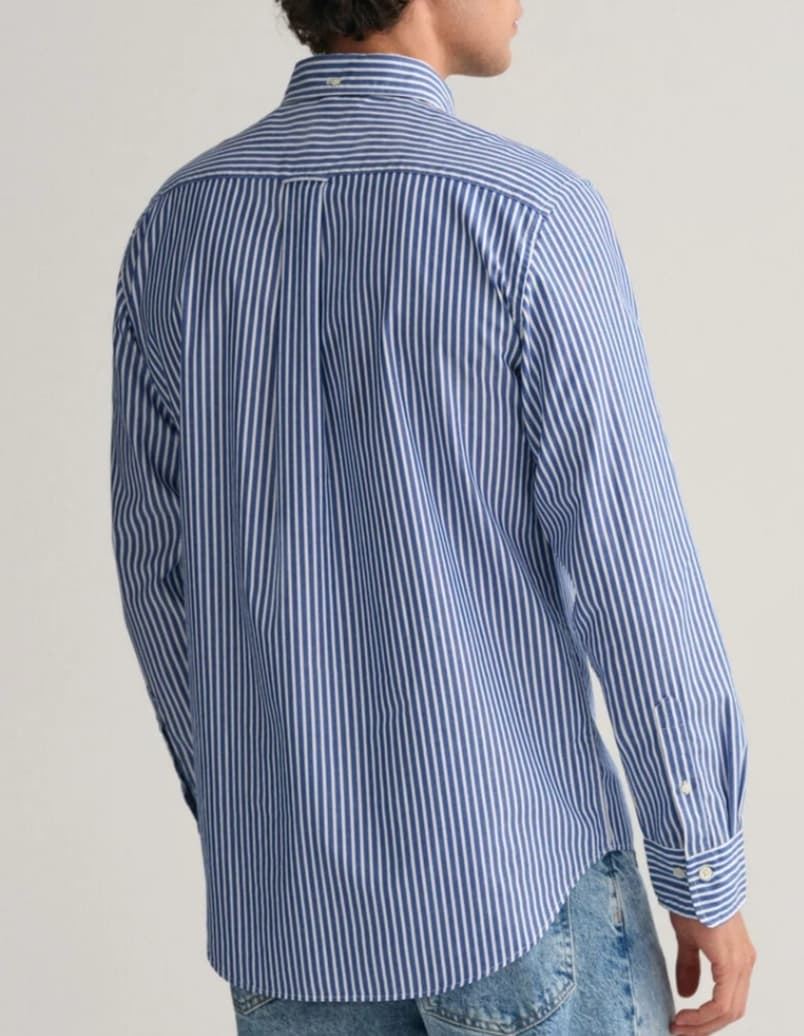 Camisa manga larga de hombre Gant, rayas azul y blanco - Imagen 3