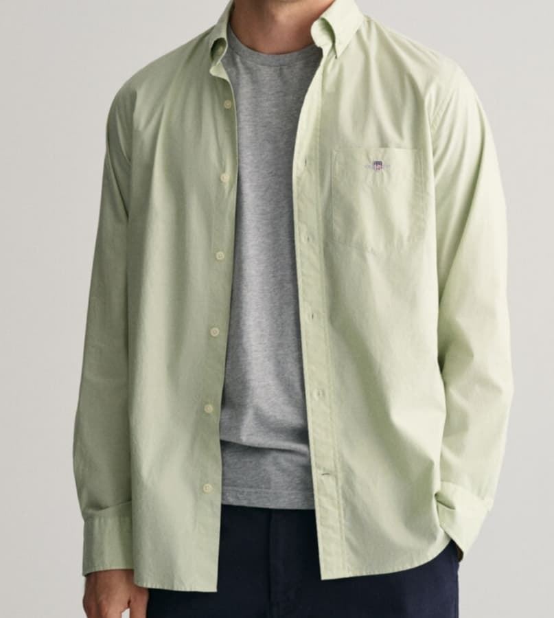 Camisa manga larga de hombre Gant, verde - Imagen 1
